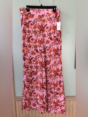 Jessica Simpson Floral Wide Leg Pants Pink Floral Pattern Size XL NWT